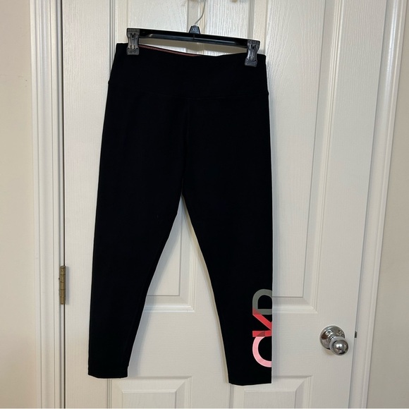 Calvin Klein Performance Stretch High Waist 7/8 legging in Black/Pink Size M - Picture 2 of 7